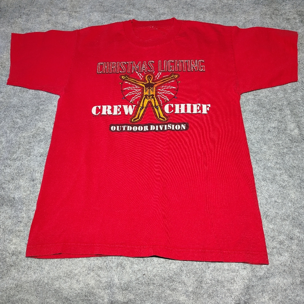 VINTAGE 90s J Bates‎ T-Shirt Size Medium Red Christmas Hill Garments Crewneck